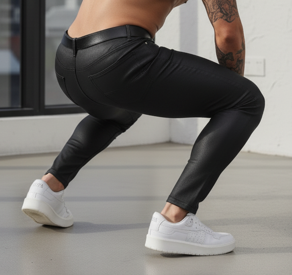 Pantalon skinny simili cuir extensible homme – coupe ajustée & stylée