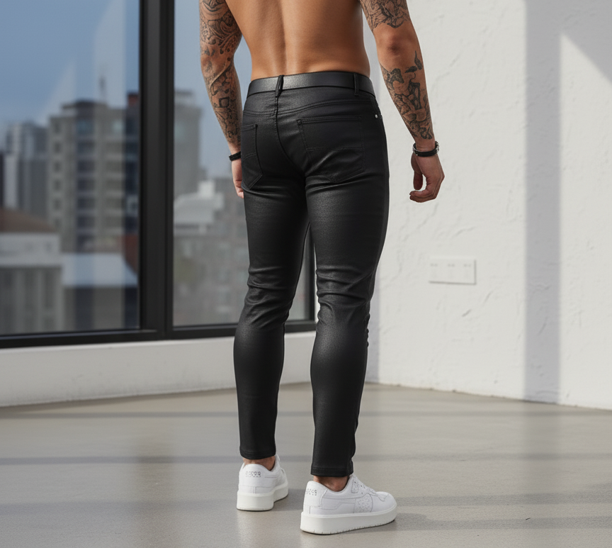 Pantalon skinny simili cuir extensible homme – coupe ajustée & stylée