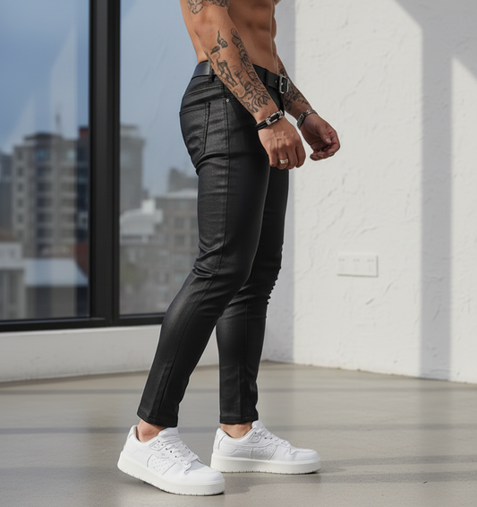 Pantalon skinny simili cuir extensible homme – coupe ajustée & stylée