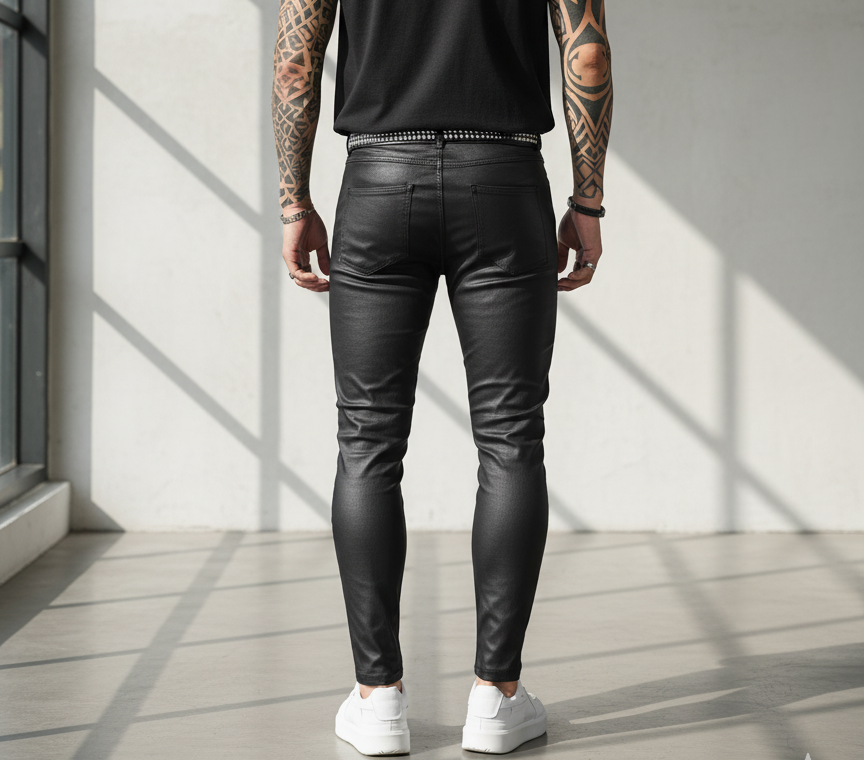 Pantalon skinny simili cuir extensible homme – coupe ajustée & stylée