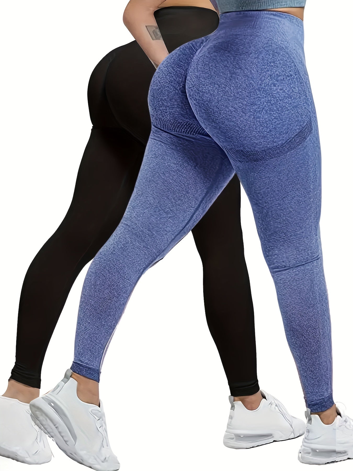 2pcs Leggings De Yoga Unis, Pantalons De Sport Yoga Serrés À Taille Haute Extensibles, Vêtements De Sport Pour Femmes