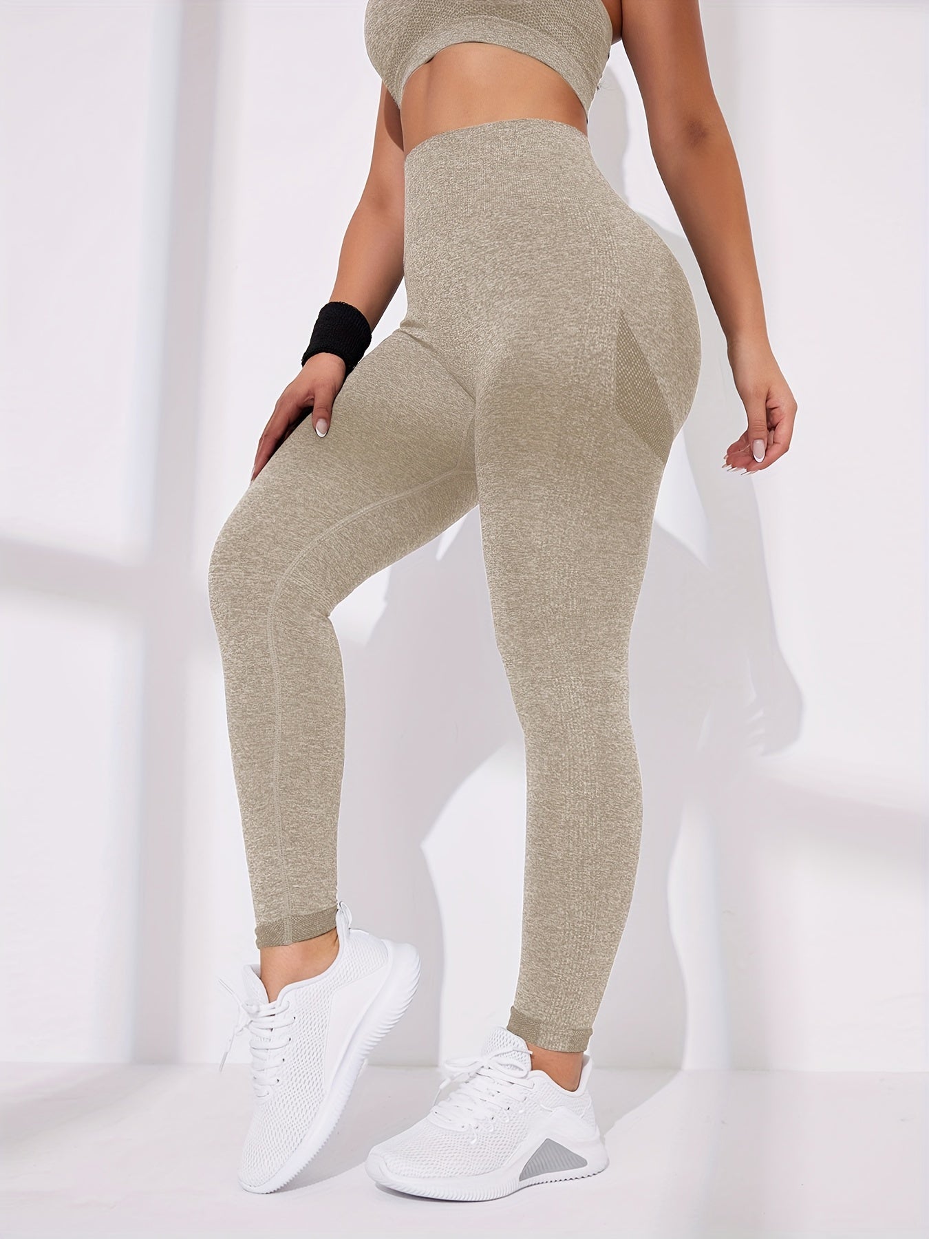 2pcs Leggings De Yoga Unis, Pantalons De Sport Yoga Serrés À Taille Haute Extensibles, Vêtements De Sport Pour Femmes