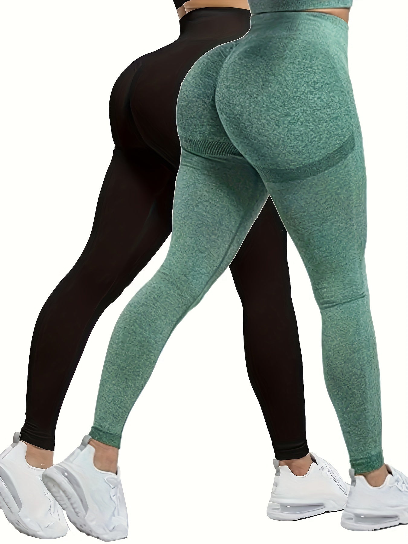 2pcs Leggings De Yoga Unis, Pantalons De Sport Yoga Serrés À Taille Haute Extensibles, Vêtements De Sport Pour Femmes