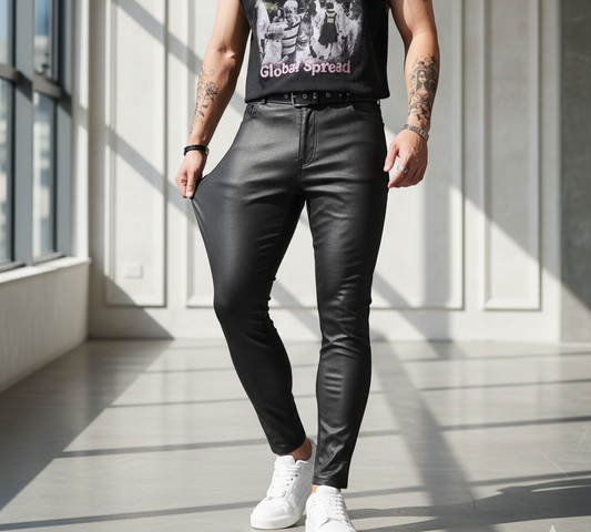 Pantalon skinny simili cuir extensible homme – coupe ajustée & stylée