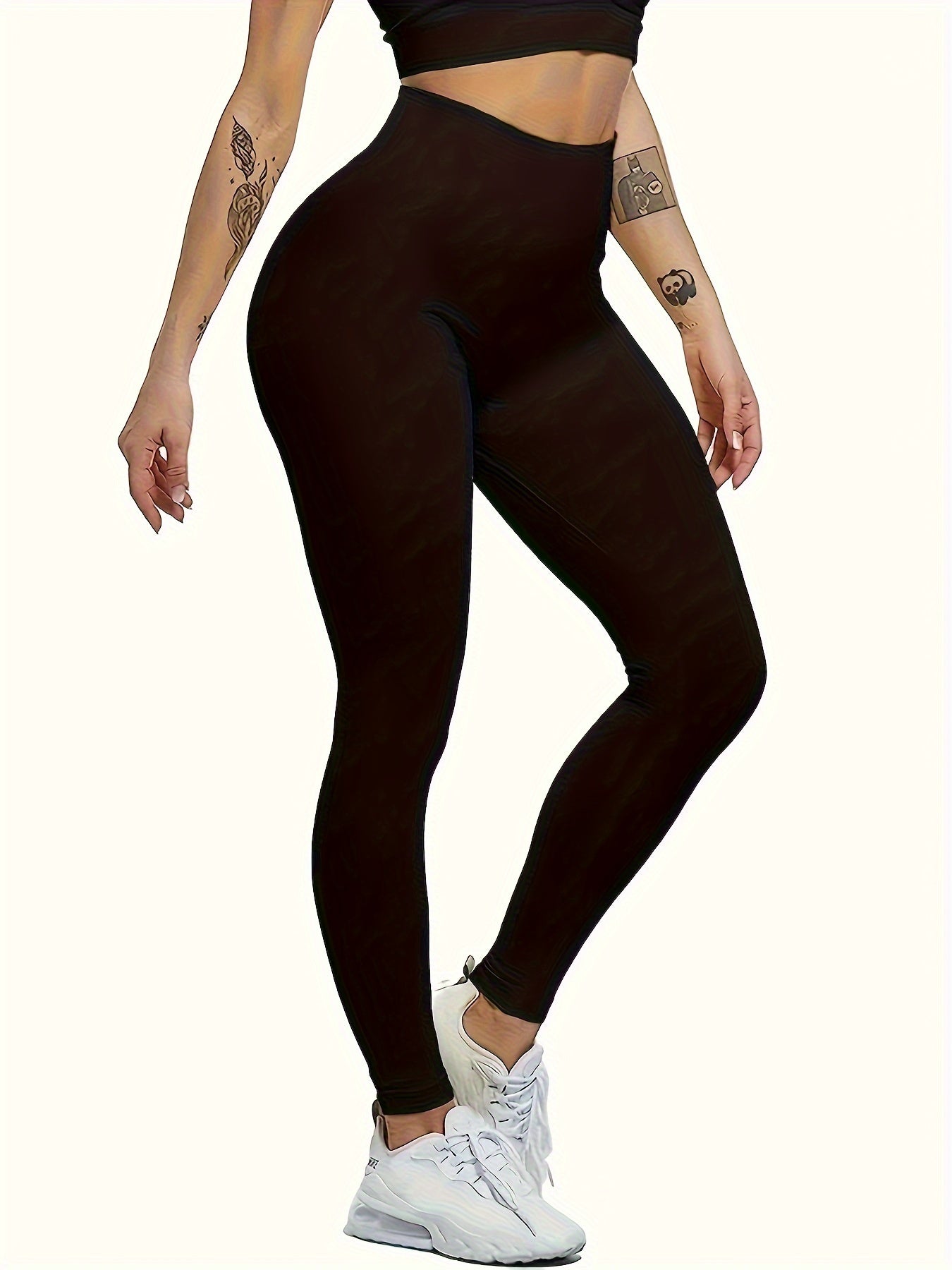 2pcs Leggings De Yoga Unis, Pantalons De Sport Yoga Serrés À Taille Haute Extensibles, Vêtements De Sport Pour Femmes