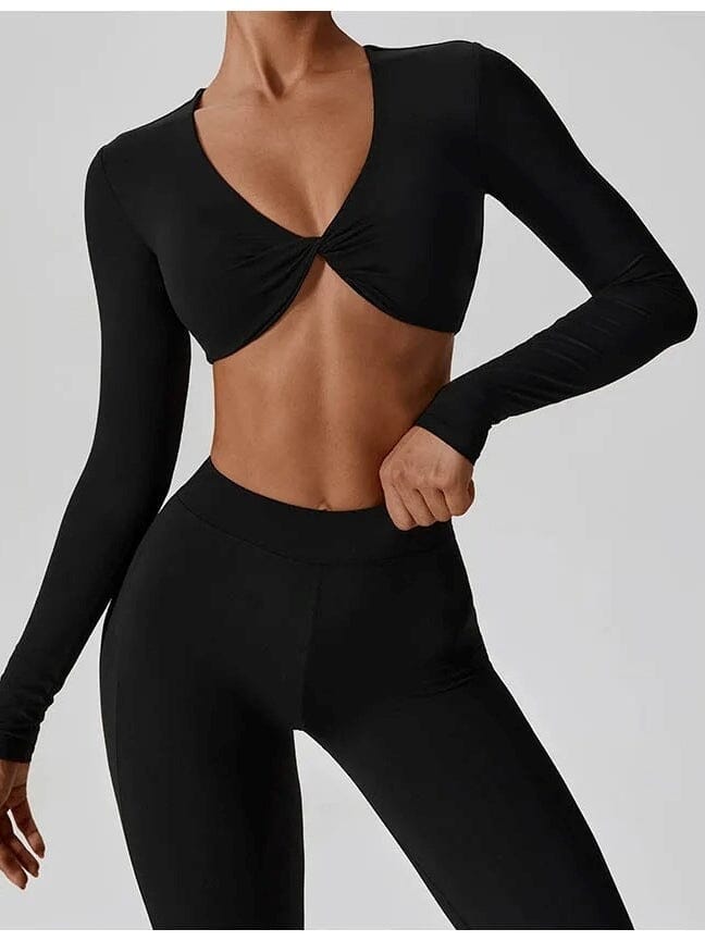 Crop Top Manches Longues Soutien-Gorge