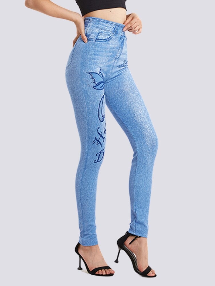 Jegging Bleu Clair Taille Haute