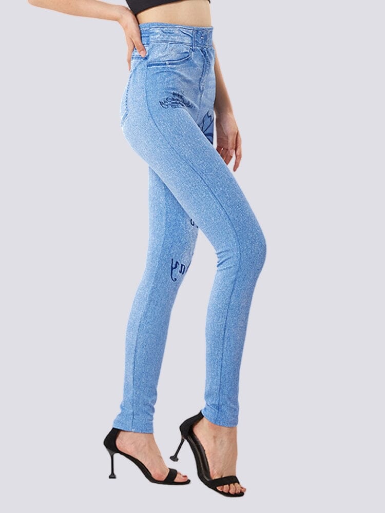 Jegging Bleu Clair Taille Haute