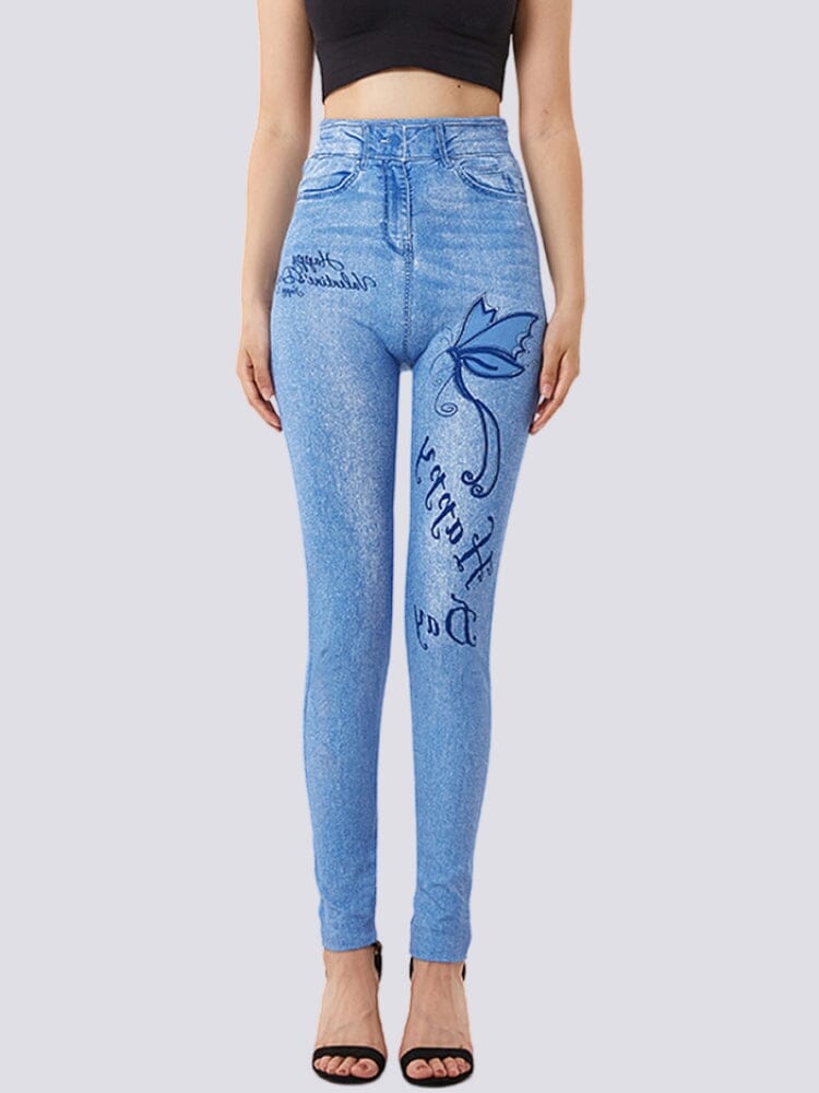 Jegging Bleu Clair Taille Haute