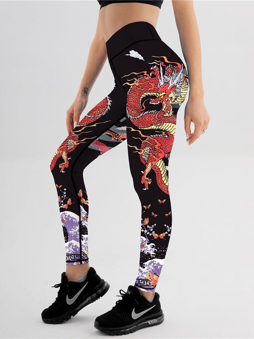 Legging Dragon Japonais Imprimé