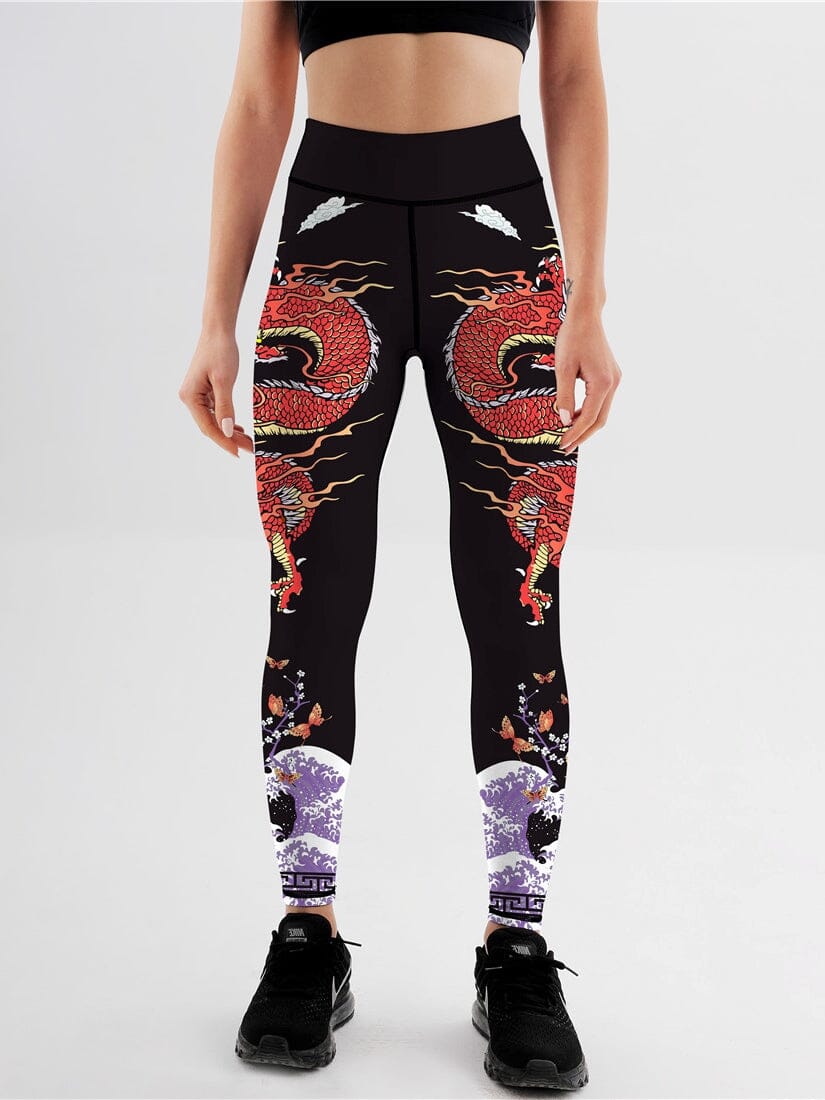 Legging Dragon Japonais Imprimé