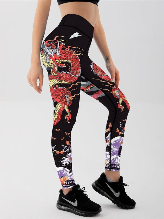 Legging Dragon Japonais Imprimé