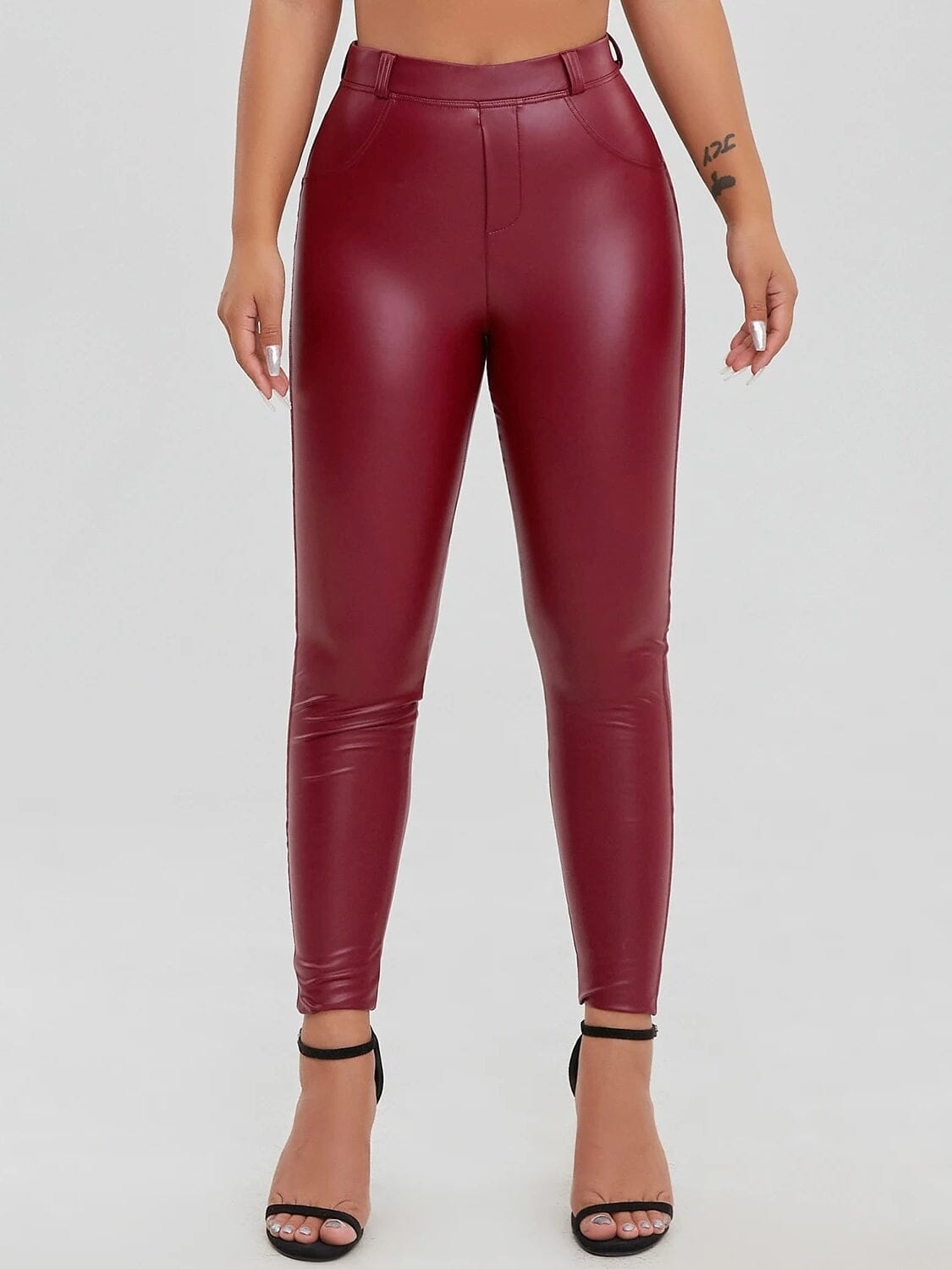 Legging Effet Cuir Poches