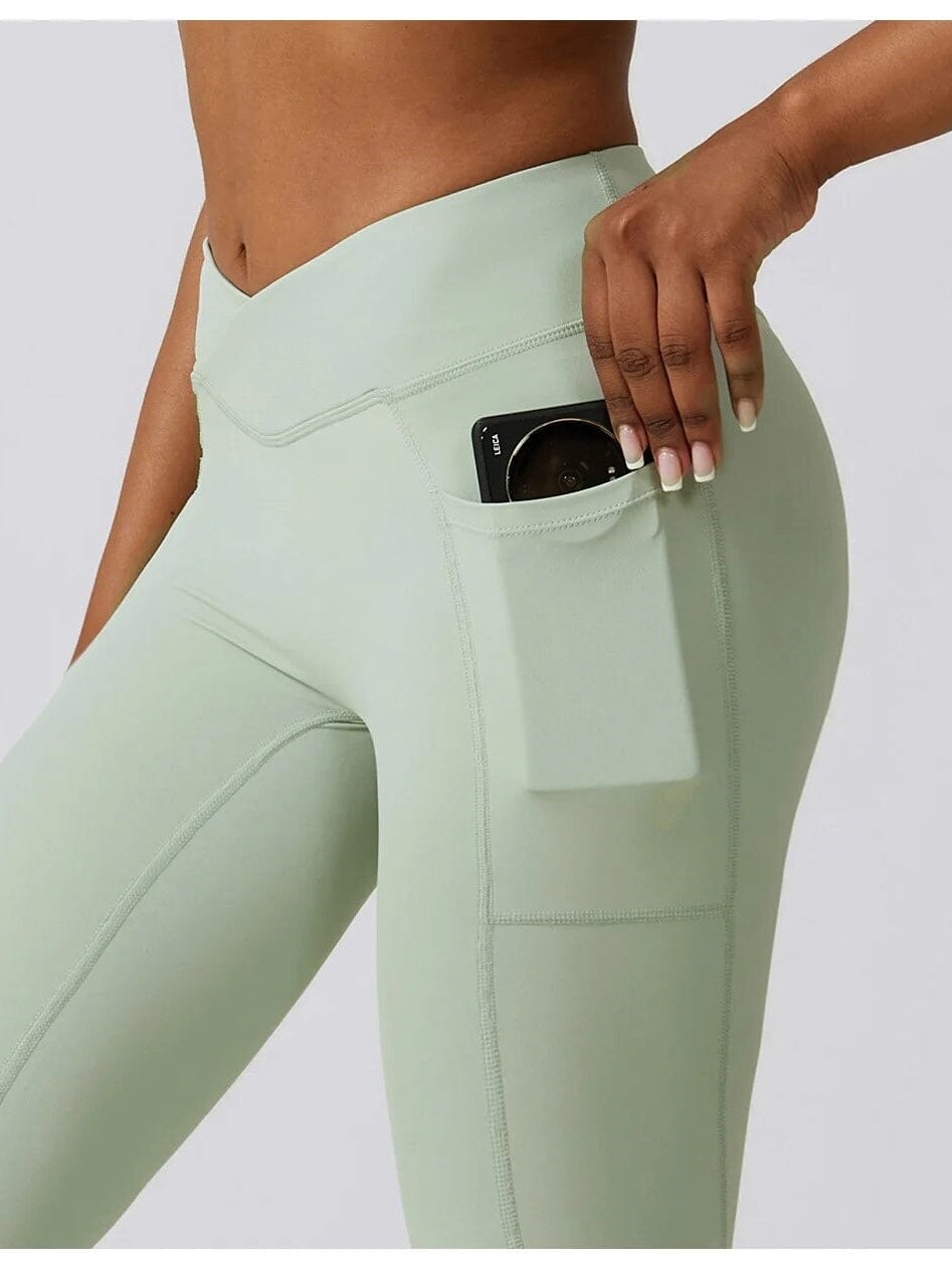 Legging Évasé Taille Croisée Sans Couture (Poche)