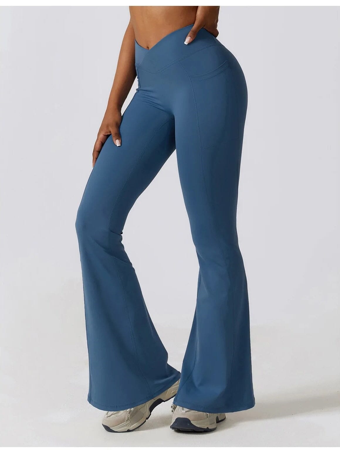 Legging Évasé Taille Croisée Sans Couture (Poche)