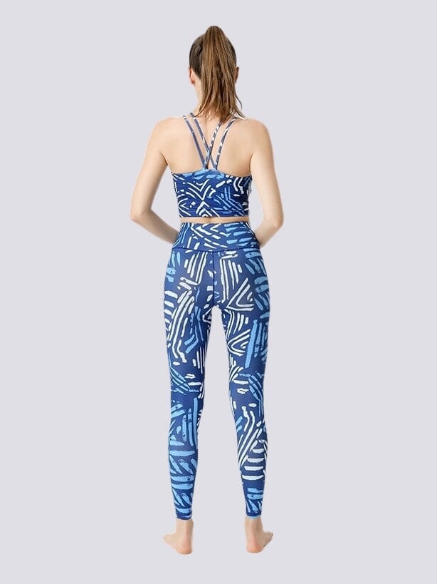 Legging Imprimé Bleu et Blanc - Sport