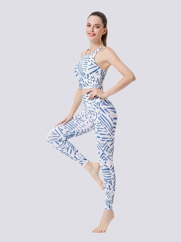 Legging Imprimé Bleu et Blanc - Sport