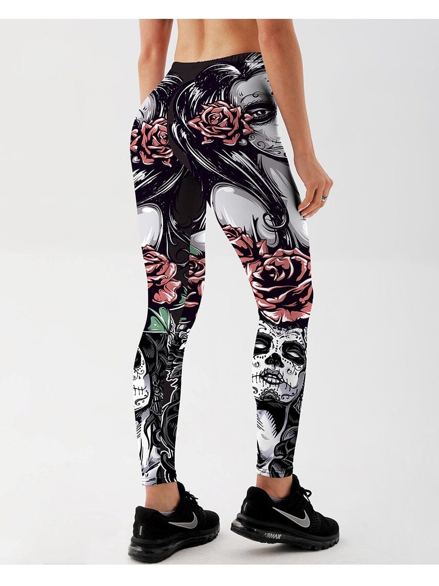 Legging Imprimé Gothique Rose