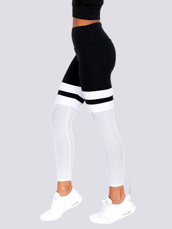 Legging Noir Blanc Sport Taille Haute