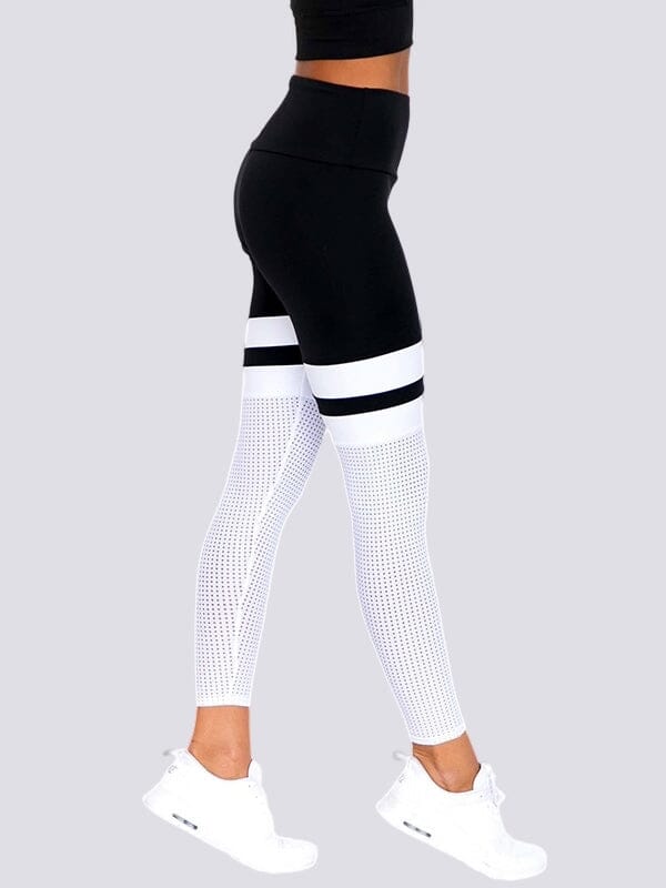 Legging Noir Blanc Sport Taille Haute