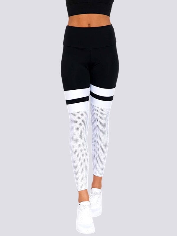 Legging Noir Blanc Sport Taille Haute