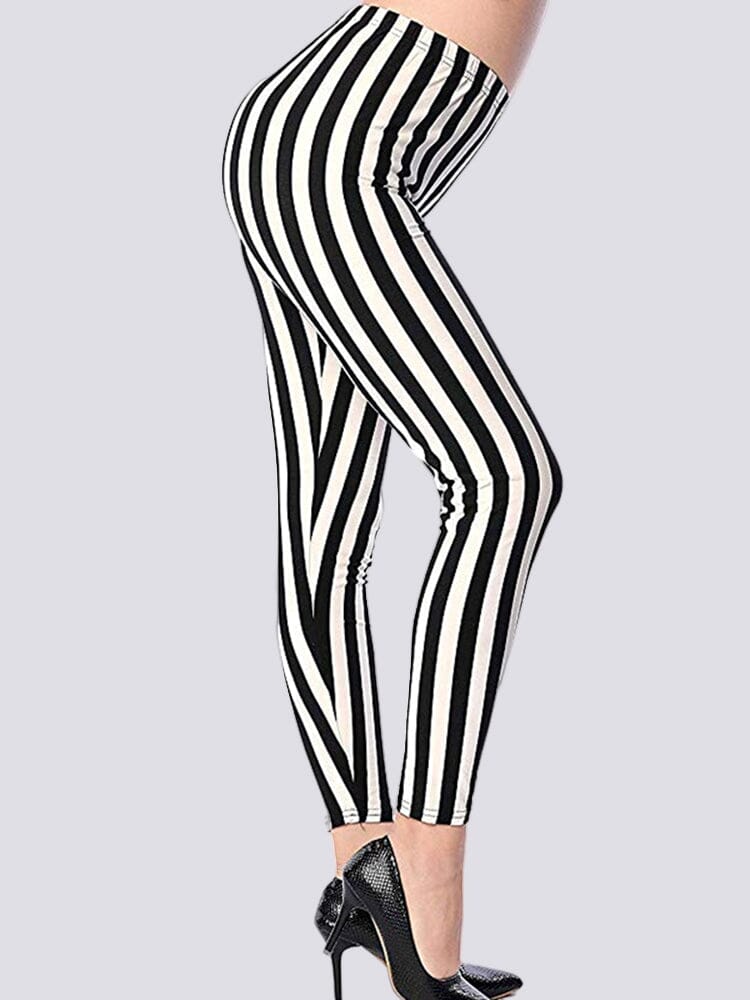 Legging Rayé Noir et Blanc