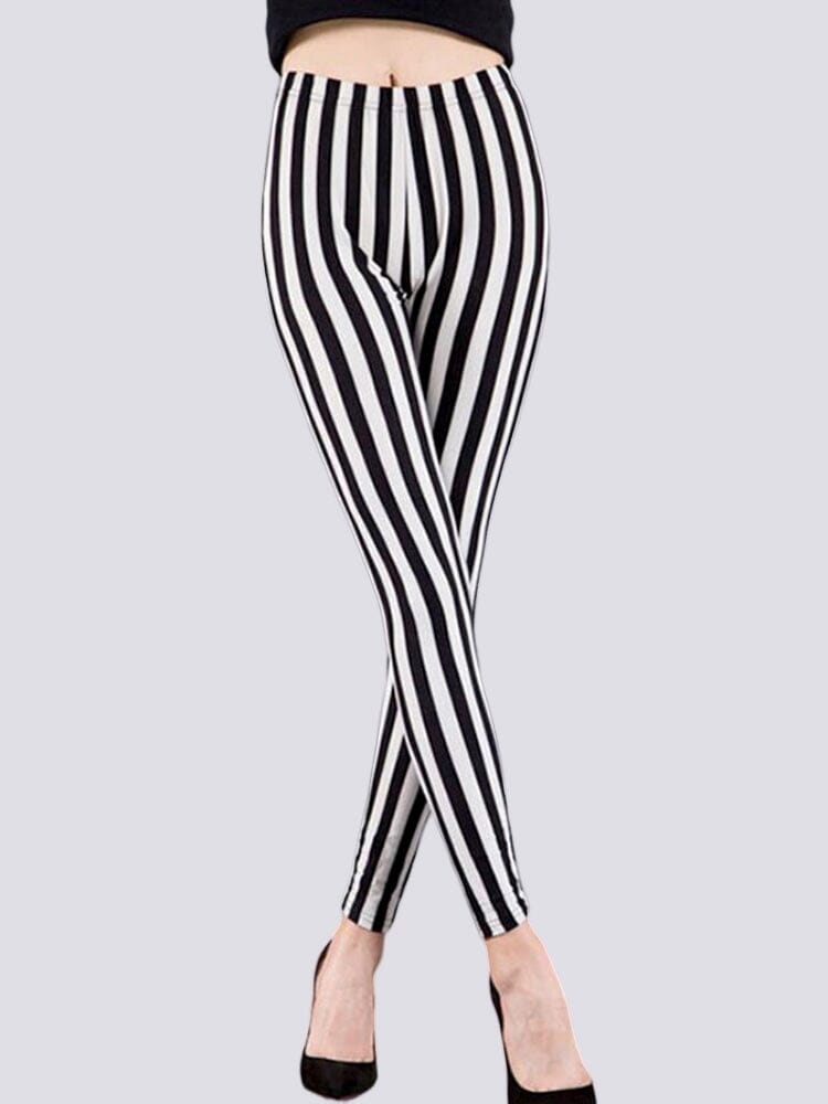 Legging Rayé Noir et Blanc