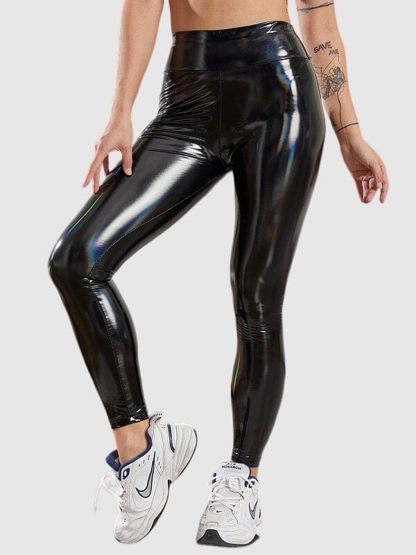 Legging Simili Cuir Aspect Pétrole - Nelya