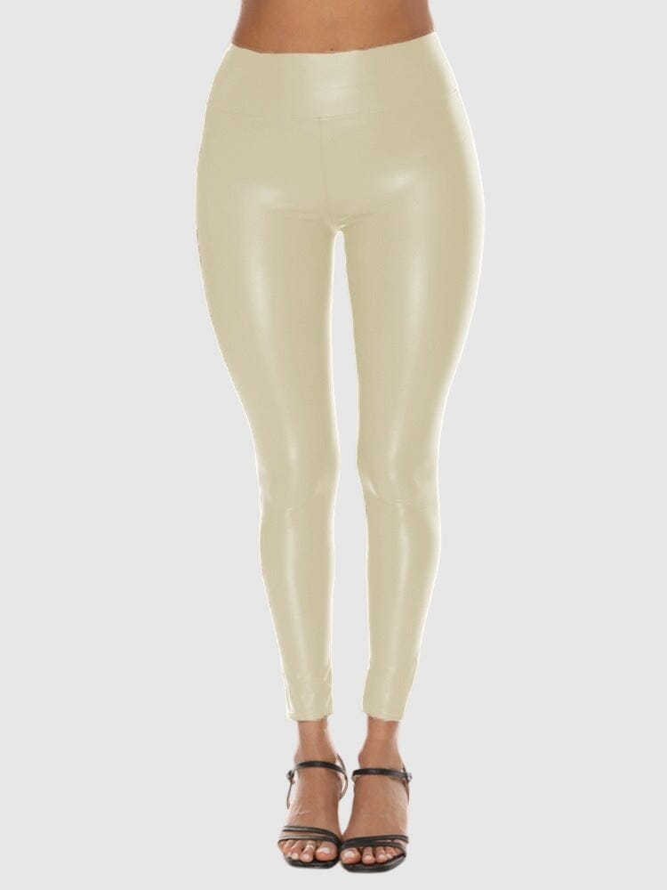 Legging Simili Cuir Beige Brillant