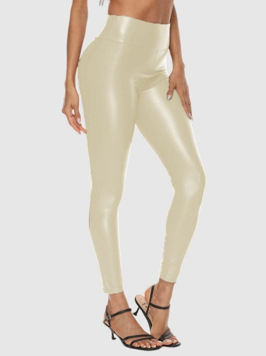 Legging Simili Cuir Beige Brillant