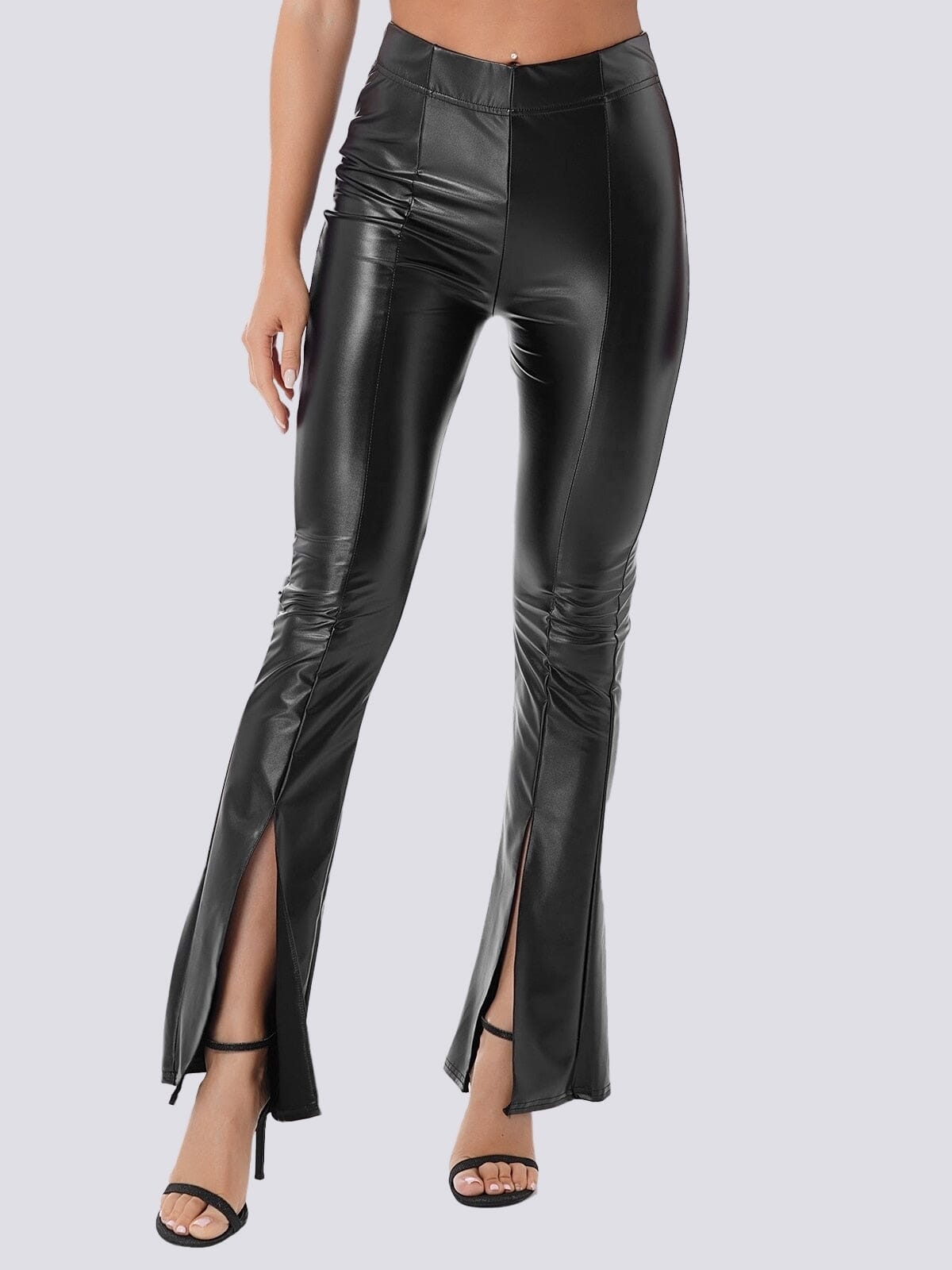 Legging Simili Cuir Évasé Fendu