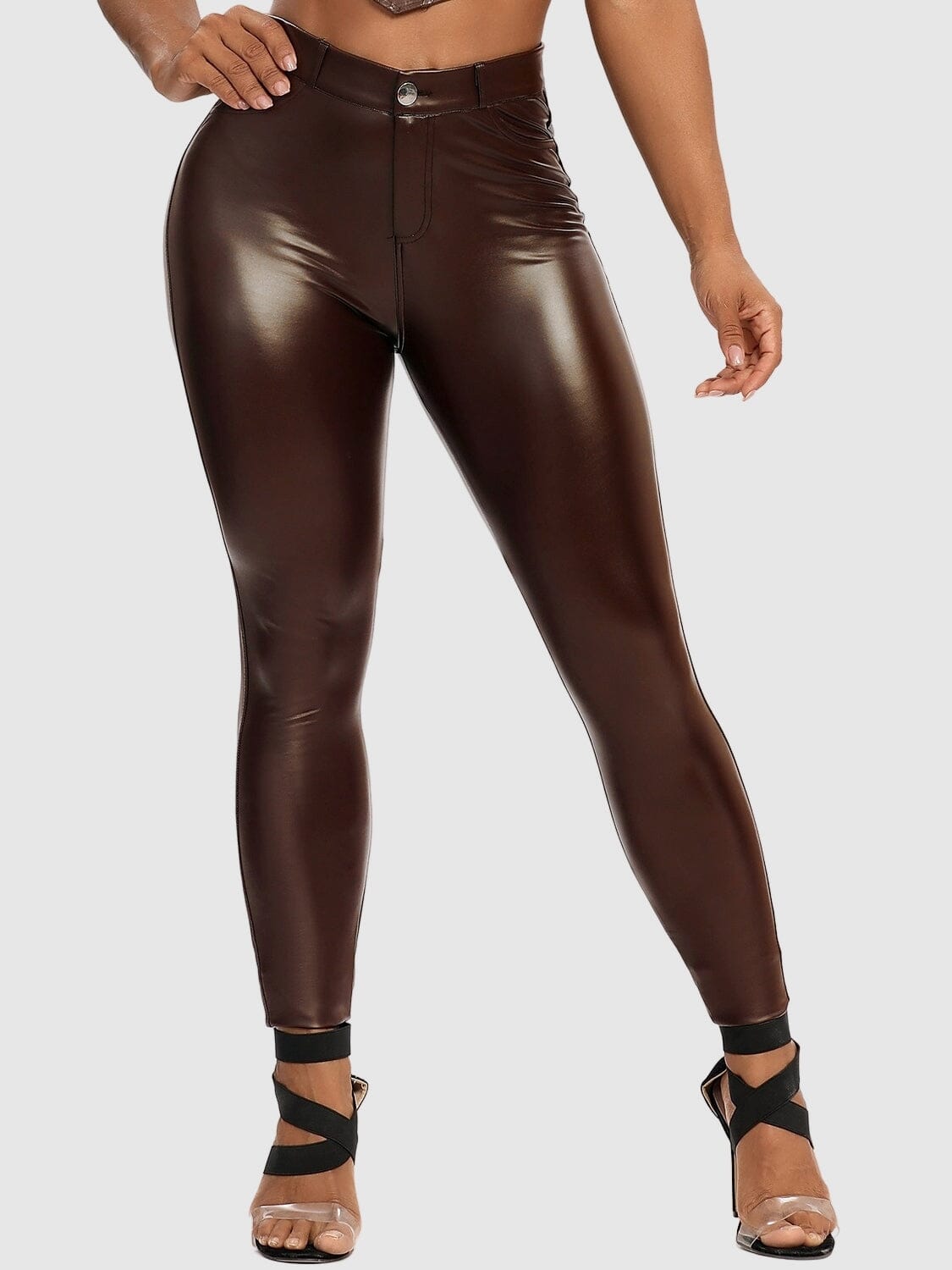 Legging Simili Cuir Poches Arrière