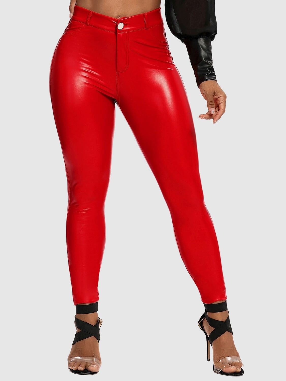 Legging Simili Cuir Poches Arrière