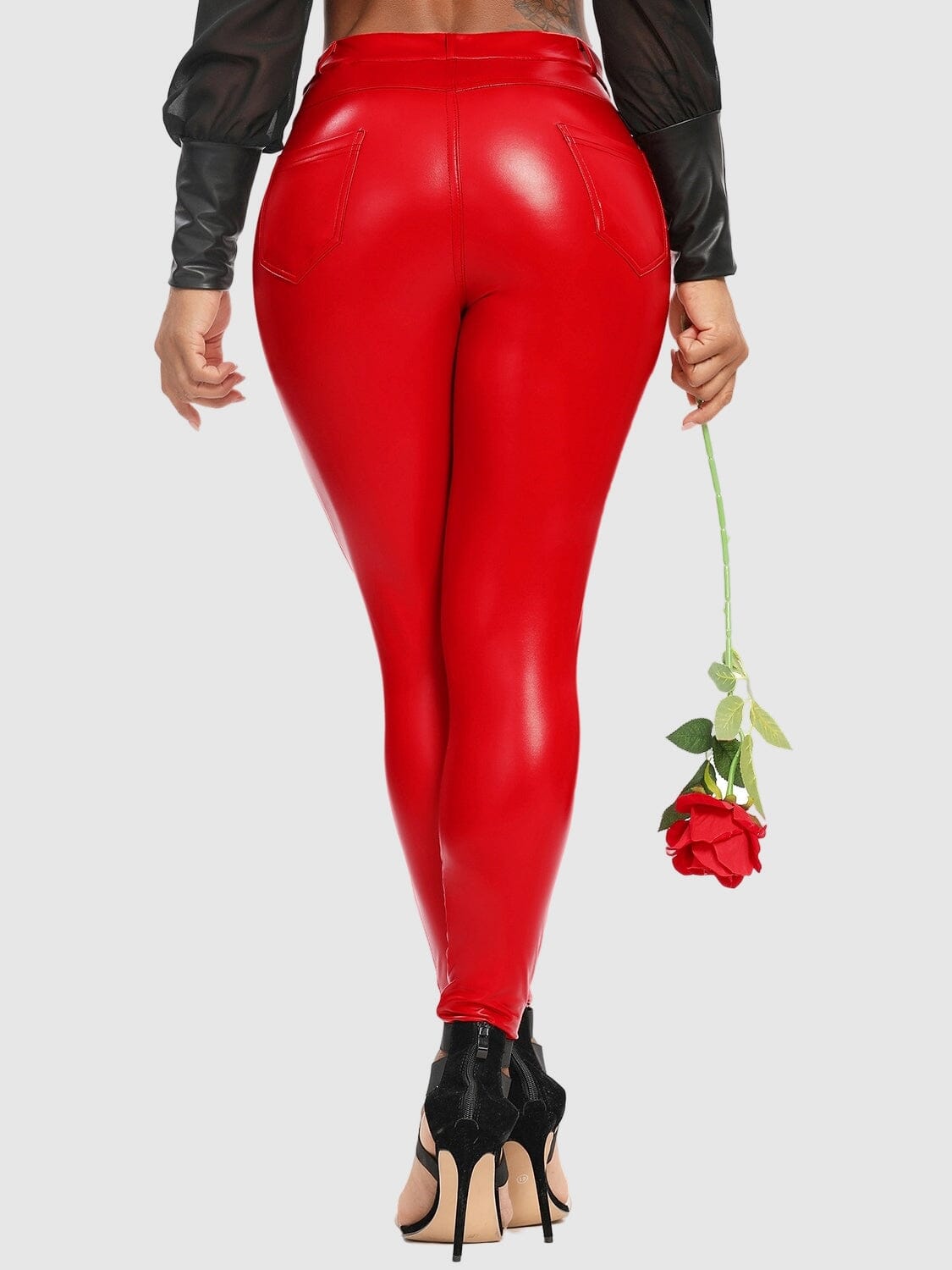 Legging Simili Cuir Poches Arrière