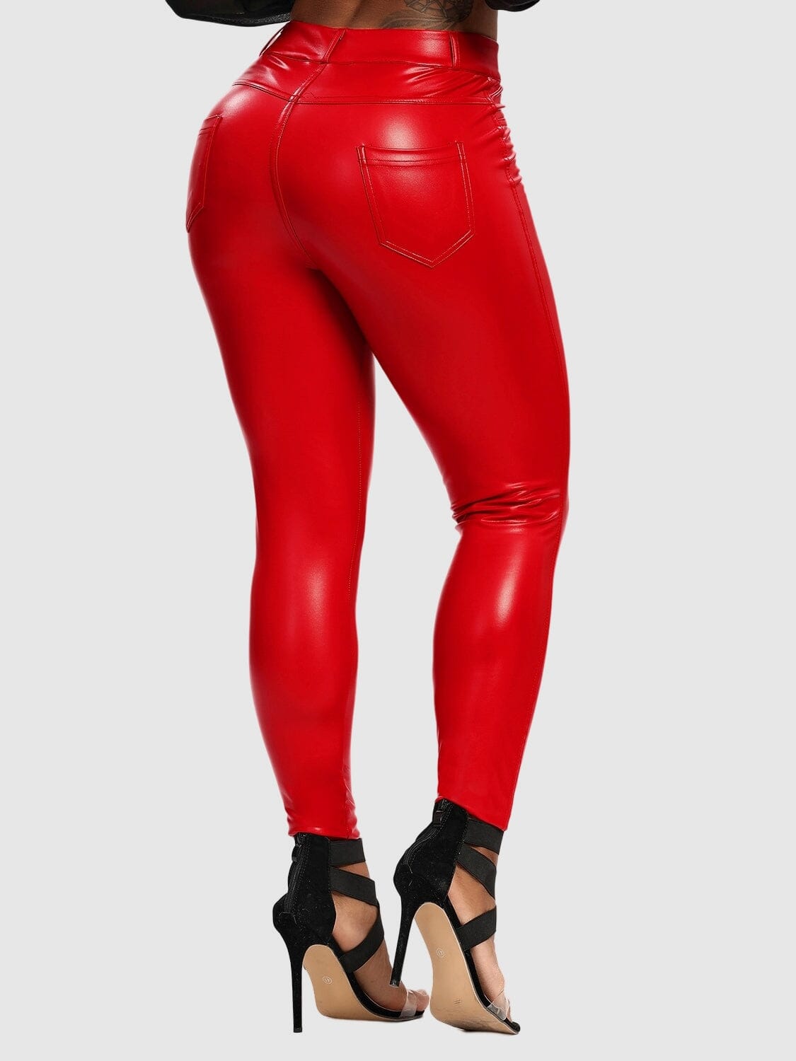 Legging Simili Cuir Poches Arrière