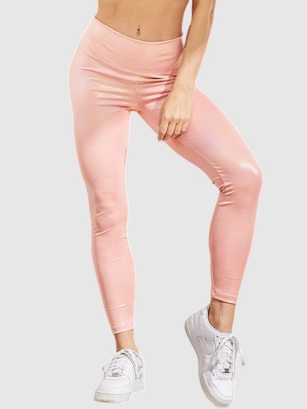 Legging Simili Cuir Rose Brillant Push Up