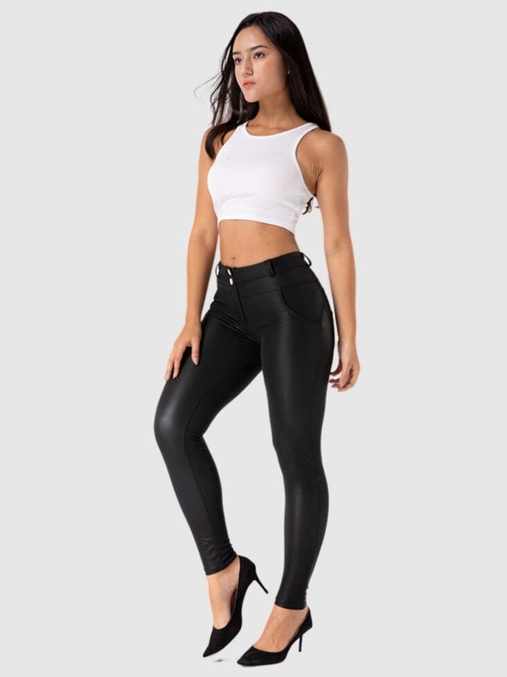 Legging Simili Cuir Taille Basse Push Up