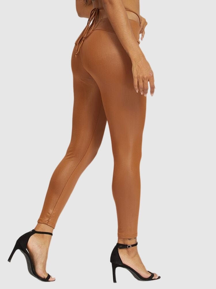 Legging Simili Cuir Taille Élastique