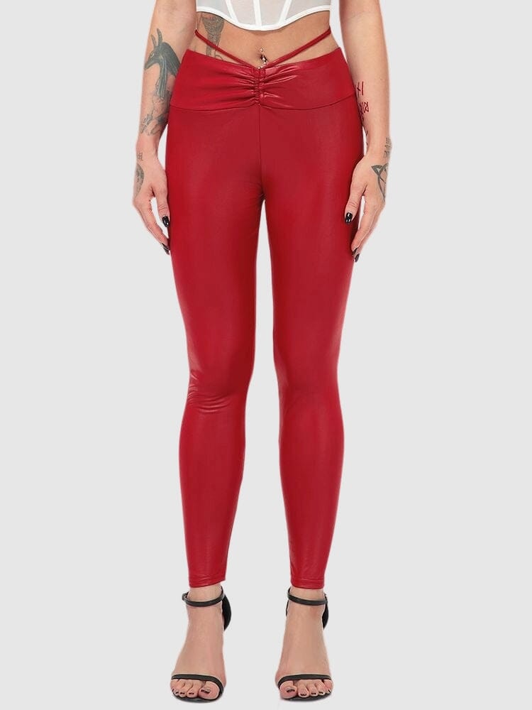 Legging Simili Cuir Taille Élastique