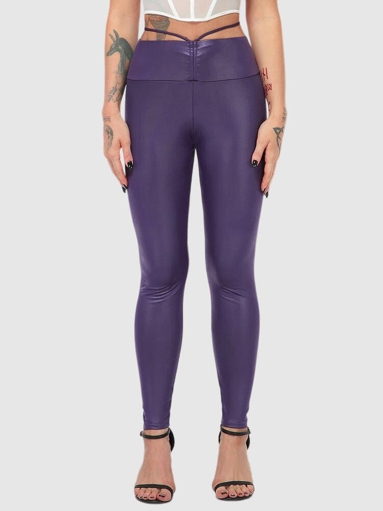 Legging Simili Cuir Taille Élastique