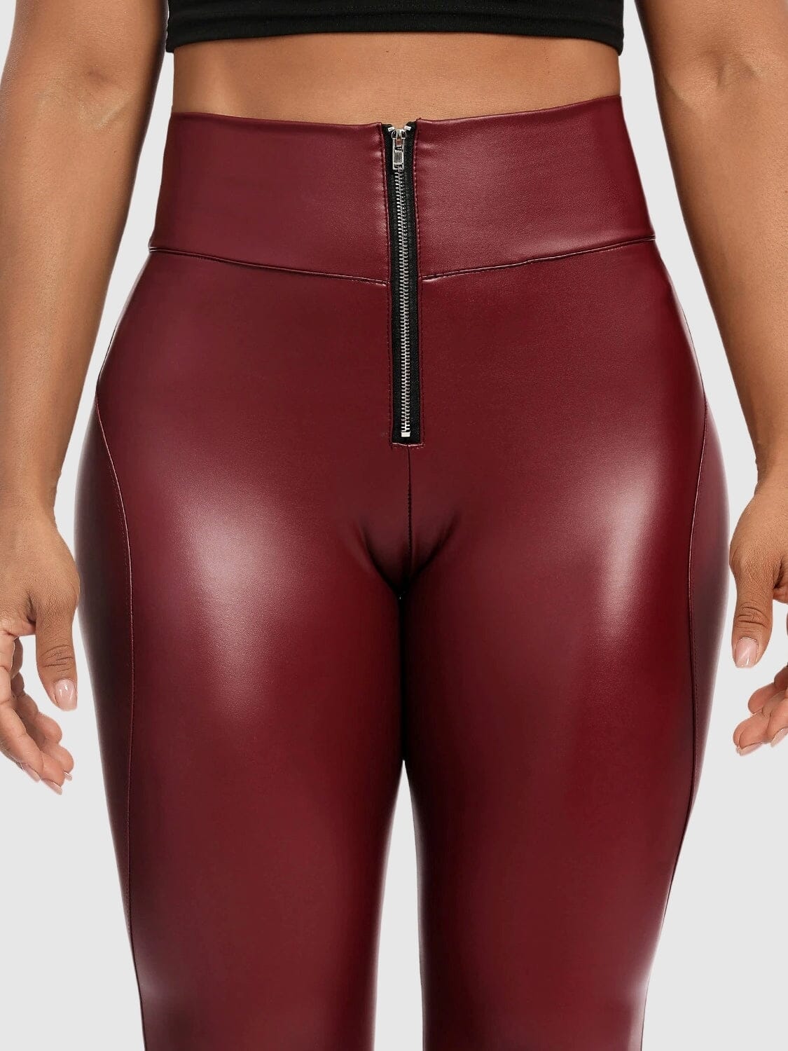 Legging Simili Cuir Taille Zippée