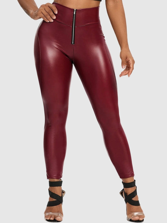 Legging Simili Cuir Taille Zippée