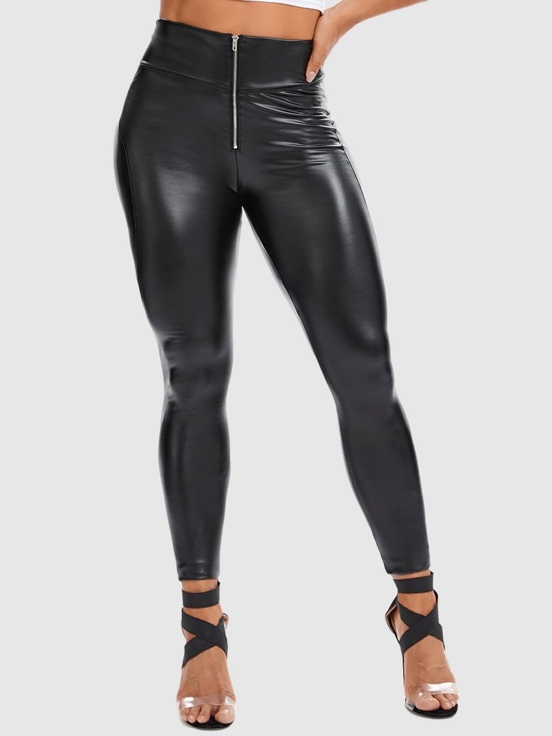 Legging Simili Cuir Taille Zippée