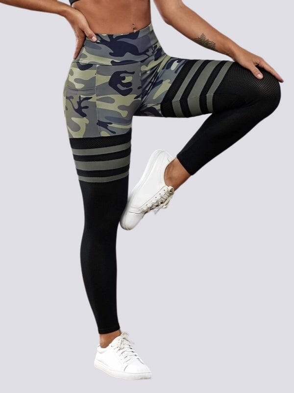 Legging Sport Camouflage Maintien Ferme Taille Haute (Poches)