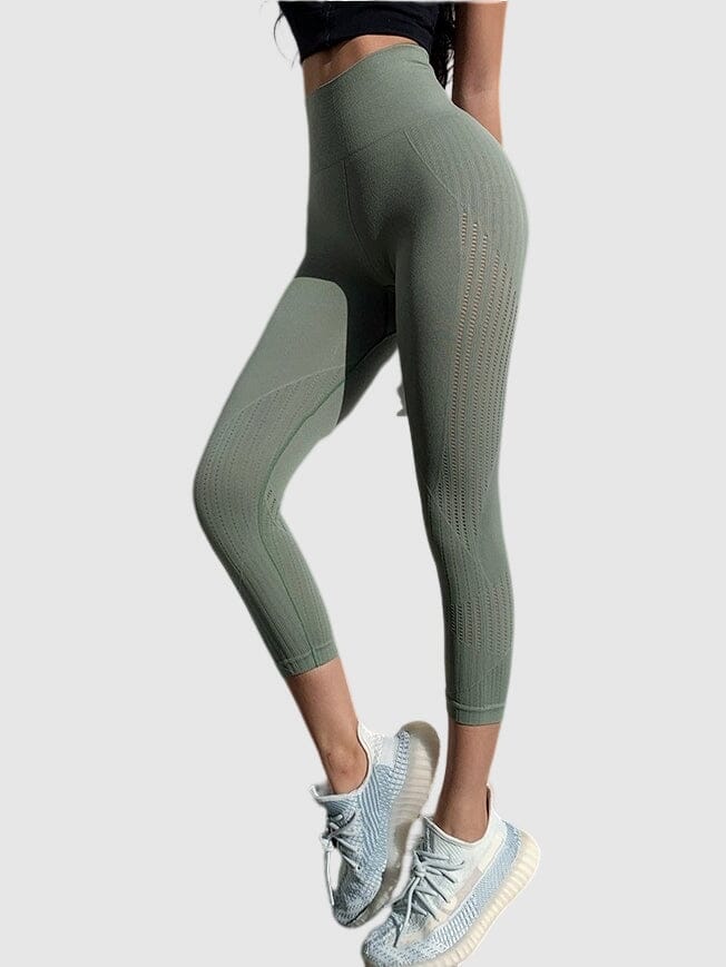 Legging Sport Capri Sans Couture Taille Haute