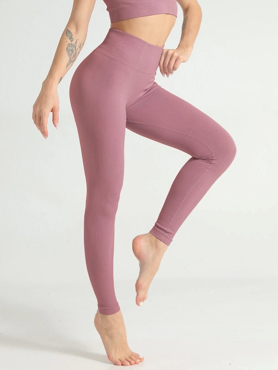 Legging Sport Côtelé Taille Haute