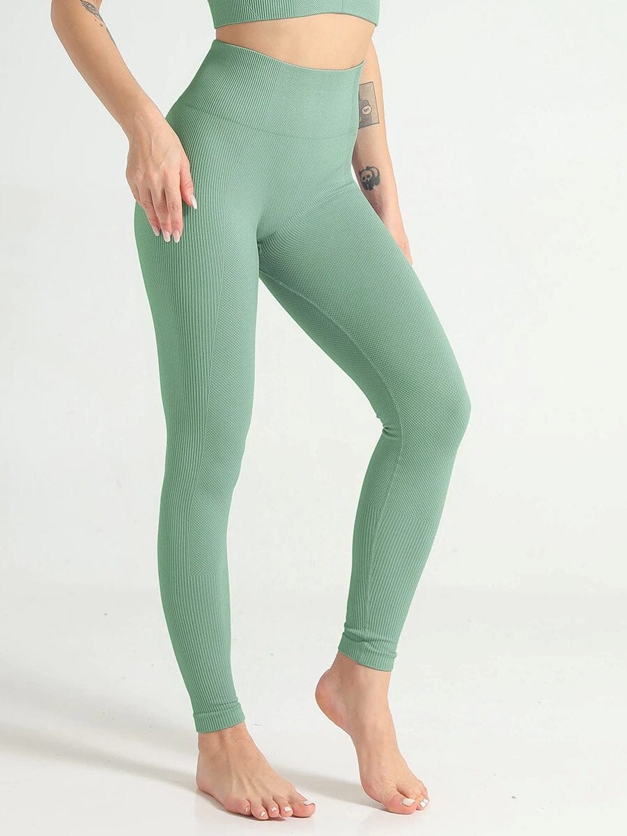 Legging Sport Côtelé Taille Haute